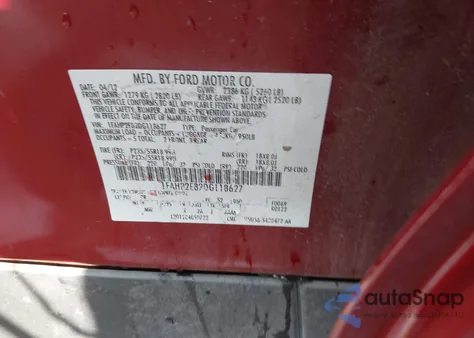 2013 Ford Taurus Sel из США, поврежденный, VIN 1FAHP2E82DG118627